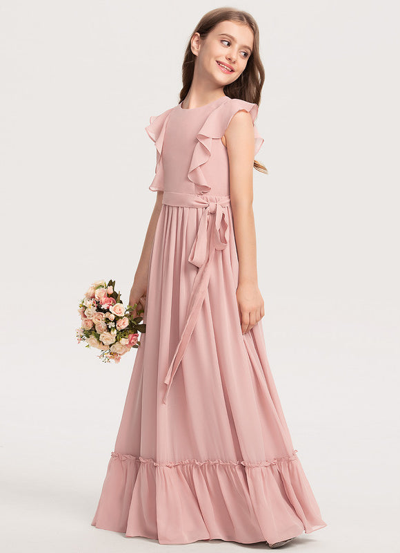 Robe Pastel Rose Demoiselle D'Honneur Volants - gallery 1