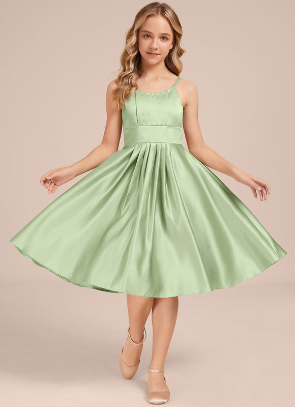 Robe Pastel Verveine Trapèze Satin Junior
