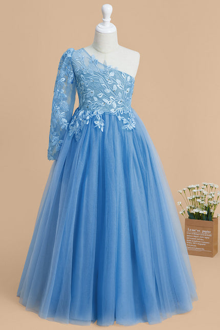 Robe Pastel Bleue Asymétrique Fille Mariage - gallery 1