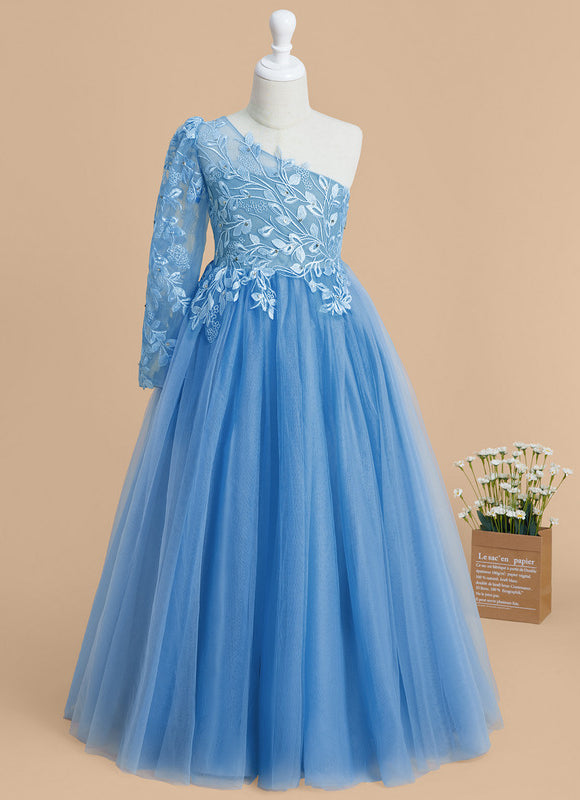 Robe Pastel Bleue Asymétrique Fille Mariage - gallery 1