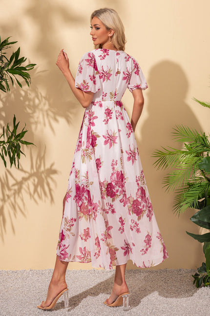 Robe Pastel Fleurie Blanche Maxi Trapèze