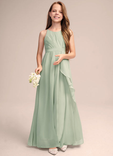 Robe Pastel Rose Demoiselle D'Honneur Volants