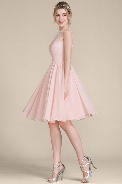Robe Pastel Rose Mousseline À Volants - gallery 3