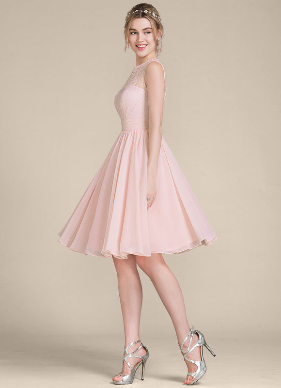 Robe Pastel Rose Mousseline À Volants - gallery 3