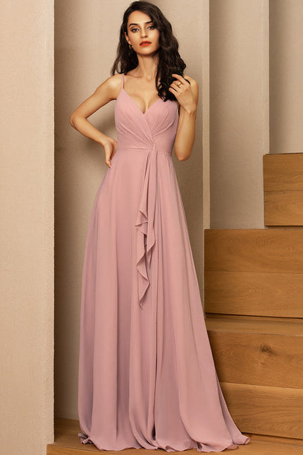 Robe Pastel Rose Demoiselle D'Honneur Élégante - gallery 2