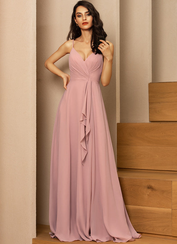 Robe Pastel Rose Demoiselle D'Honneur Élégante - gallery 2
