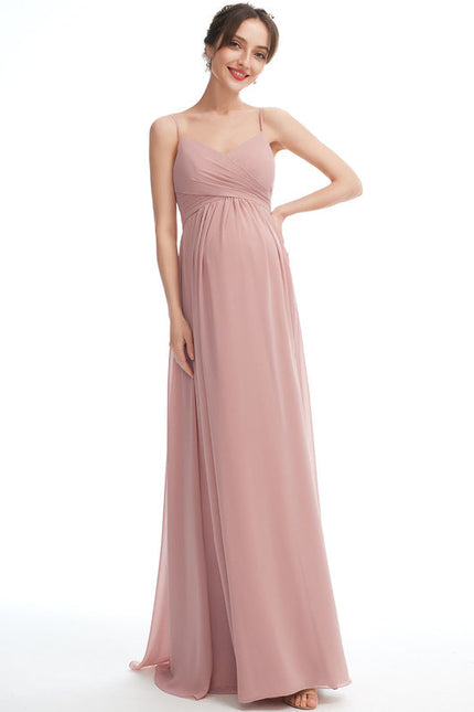 Robe Pastel Rose Longue Col V Enceinte