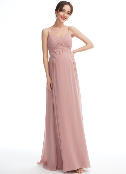 Robe Pastel Rose Longue Col V Enceinte