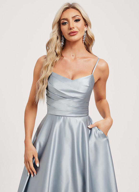 Robe Pastel Bleu Col V Longueur Mollet - gallery 3