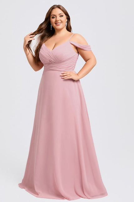 Robe Pastel Rose Décolleté Épaules Mousseline - gallery 6
