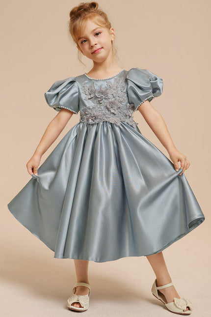 Robe Pastel Bleu Ciel Trapèze Satin - gallery 9