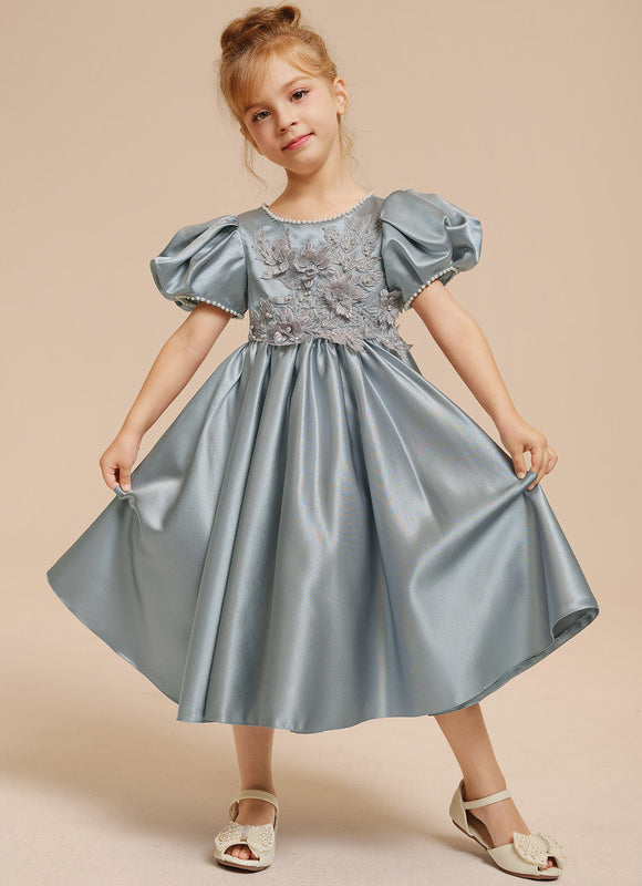 Robe Pastel Bleu Ciel Trapèze Satin - gallery 9