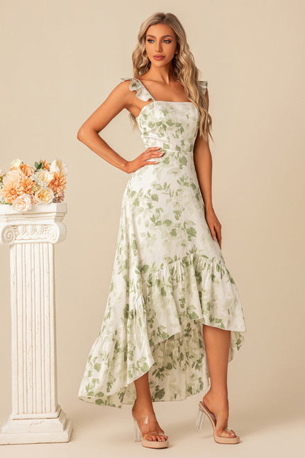 Robe Pastel Verte À Volants Floral - gallery 1