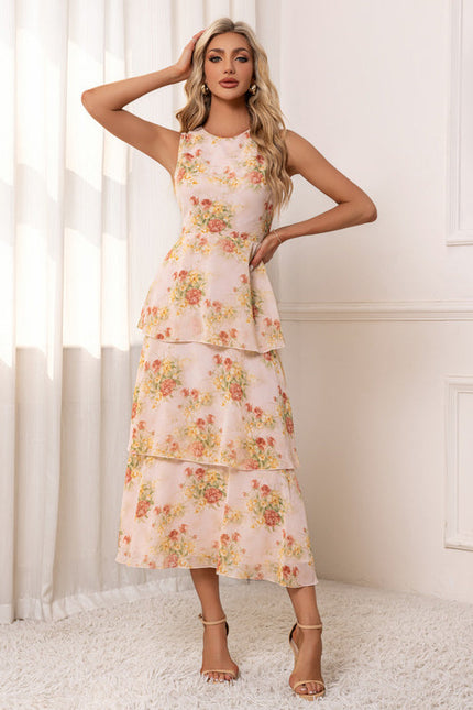 Robe Pastel Rose Volants Imprimé Floral