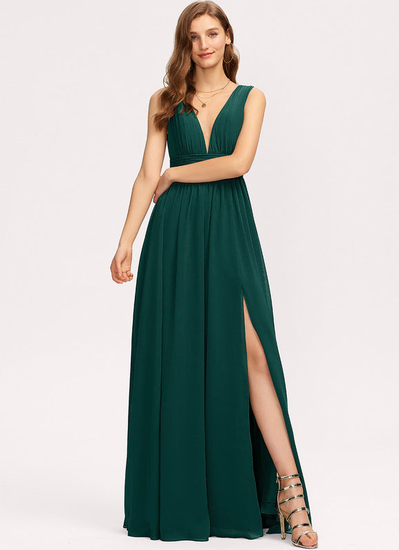 Robe Pastel Bleu Col V Longue - gallery 8