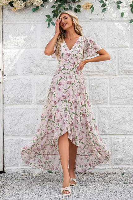 Robe Pastel Fleurie Blanche À Volants