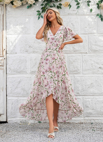 Robe Pastel Fleurie Blanche À Volants