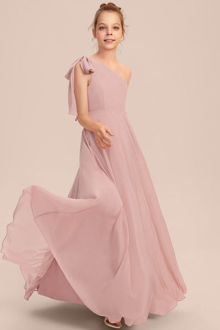 Robe Pastel Rose Décolleté Asymétrique Junior - gallery 3