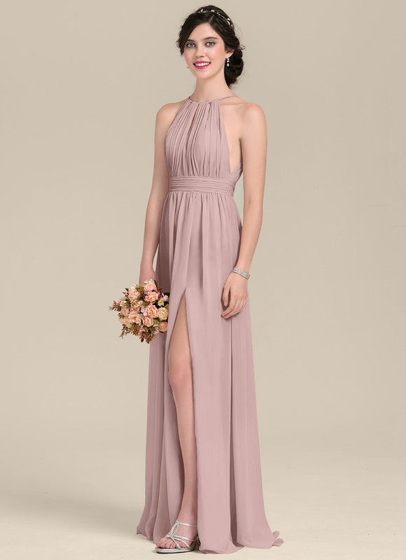 Robe Pastel Rose Dégradé Col Rond Maxi - gallery 3