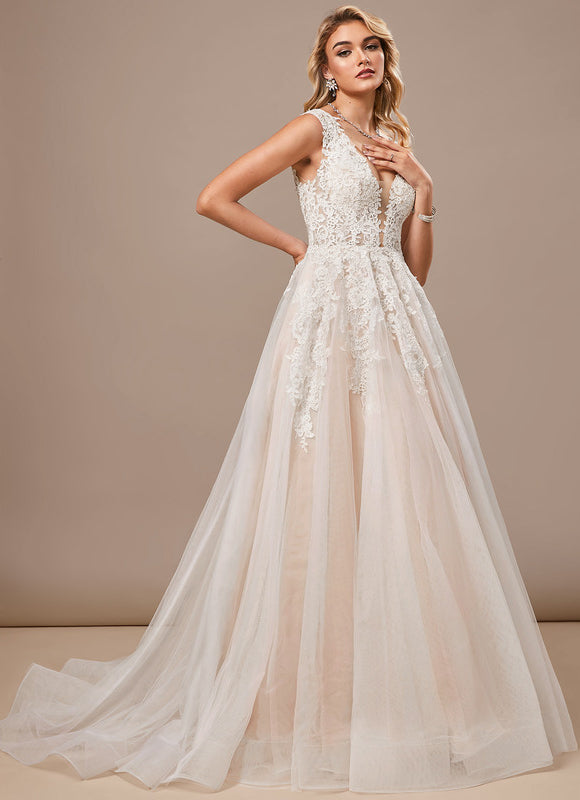 Robe Pastel Blanche Col V Dentelle - gallery 5