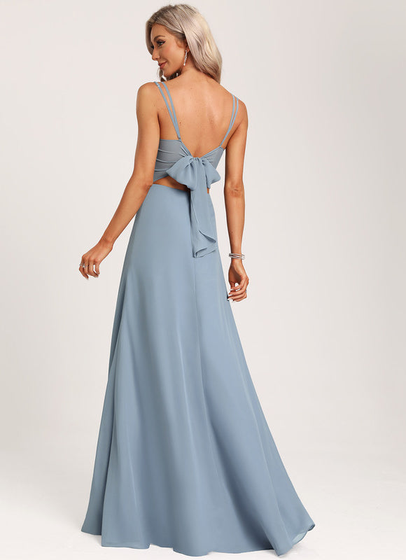 Robe Pastel Bleu Demoiselle D'Honneur Élégante - gallery 5