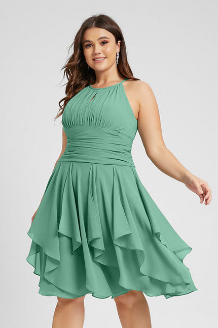 Robe Pastel Verte Trapèze À Volants - gallery 4