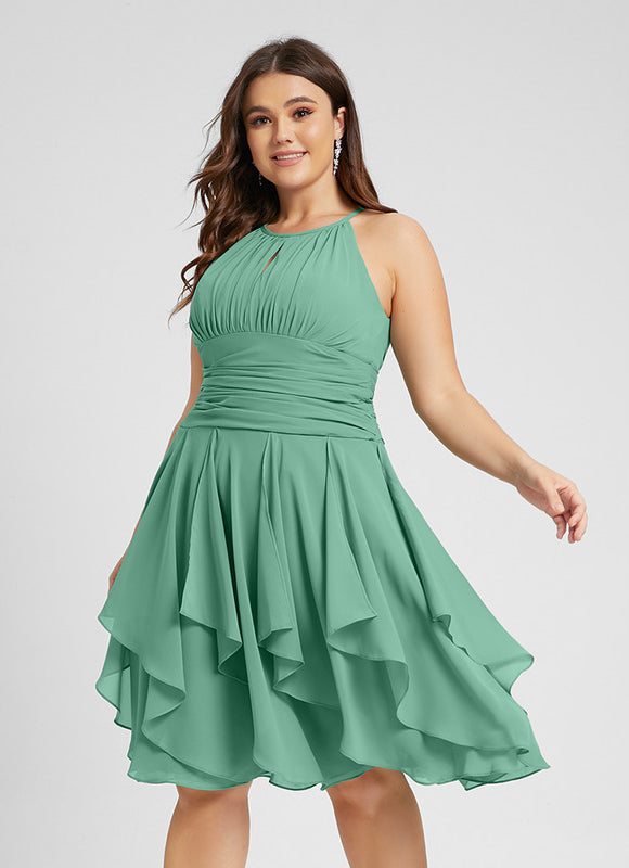 Robe Pastel Verte Trapèze À Volants - gallery 4