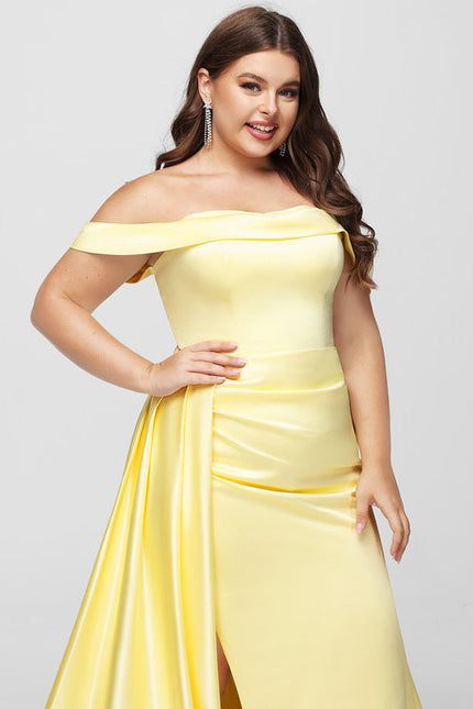 Robe Pastel Satinée Jaune Sirène Élégante - gallery 9