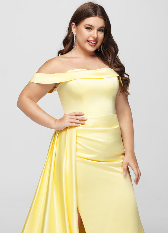 Robe Pastel Satinée Jaune Sirène Élégante - gallery 9