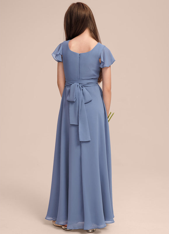 Robe Pastel Bleu Col Carré Long - gallery 4
