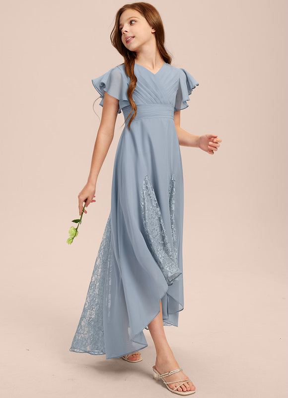 Robe Pastel Blanche Col V Asymétrique - gallery 1
