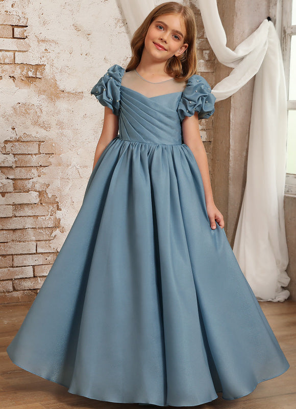 Robe Pastel Bleu Trapèze Col Rond - gallery 1