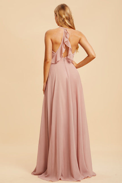 Robe Pastel Rose Demoiselle D'Honneur Élégante - gallery 1
