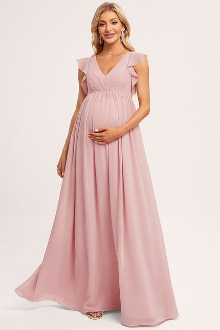 Robe Pastel Rose Demoiselle D'Honneur Volants - gallery 3