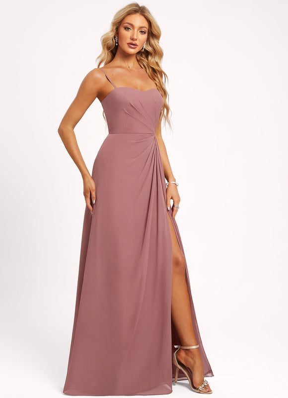 Robe Pastel Rose Trapèze Col Carré - gallery 1