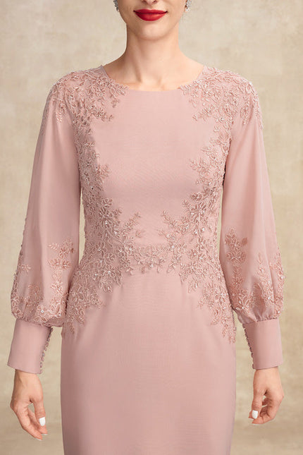 Robe Pastel Rose Fourreau Mère De La Mariée - gallery 3