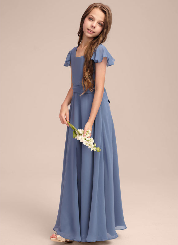 Robe Pastel Bleu Col Carré Long - gallery 3