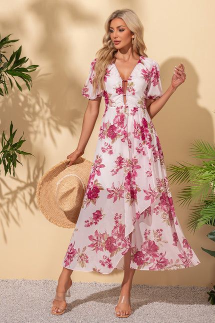 Robe Pastel Fleurie Blanche Maxi Trapèze - gallery 3