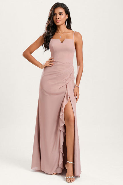 Robe Pastel Rose Sirène Col Carré - gallery 2