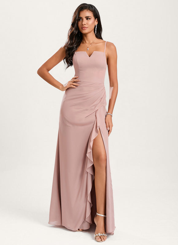 Robe Pastel Rose Sirène Col Carré - gallery 2