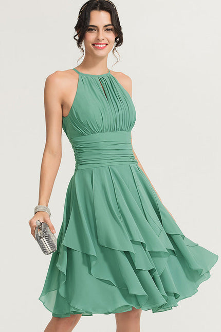 Robe Pastel Verte Trapèze À Volants