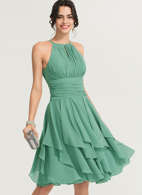 Robe Pastel Verte Trapèze À Volants