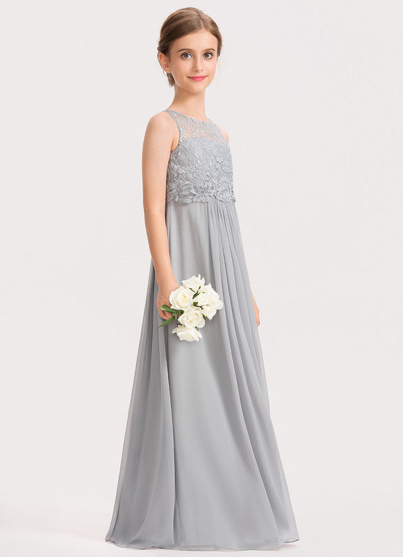 Robe Pastel Rose Demoiselle D'Honneur Col Rond - gallery 2
