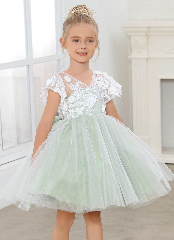 Robe Pastel Verte Dentelle Demoiselle D'Honneur