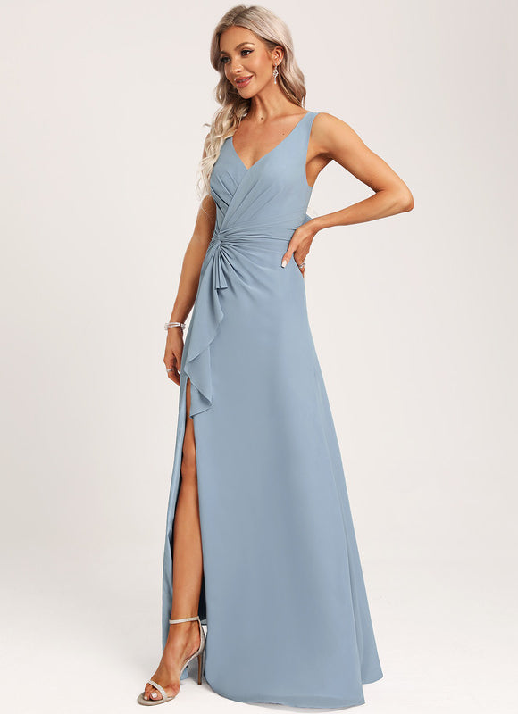 Robe Pastel Bleu Demoiselle D'Honneur Élégante - gallery 4