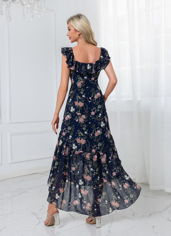 Robe Pastel Rose Imprimé Fleuri Volants - gallery 2