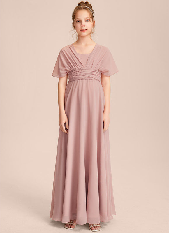 Robe Pastel Rose Décolleté Asymétrique Junior - gallery 9