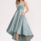 Robe Pastel Satin Trapèze Bleu Canard