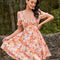 Robe Pastel Fleurie Col V Orange