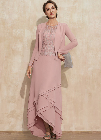 Robe Pastel Rose Trapèze Dentelle Asymétrique